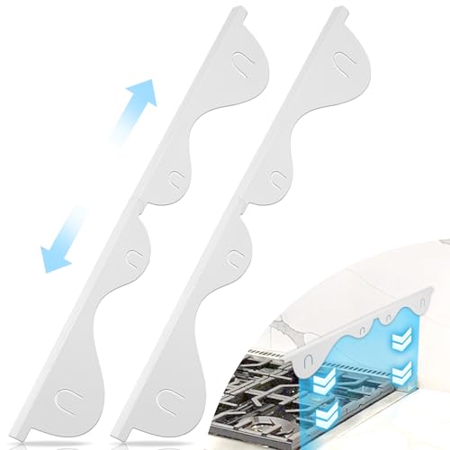 Stove Gap Covers, 2Pcs Stainless Steel Stove Guard, Adjustable Stove Gap Filler for Kitchen Counter Side Gap, 13.8" to 27.5" - White