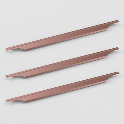 Image of Plantex Profile Handle for Kitchen Cabinet /24 Inch Aluminium Drawer Profile Handle /Wardrobe Pull Handle for Home /Office /Hotel - Pack of 3 (Rose Gold)