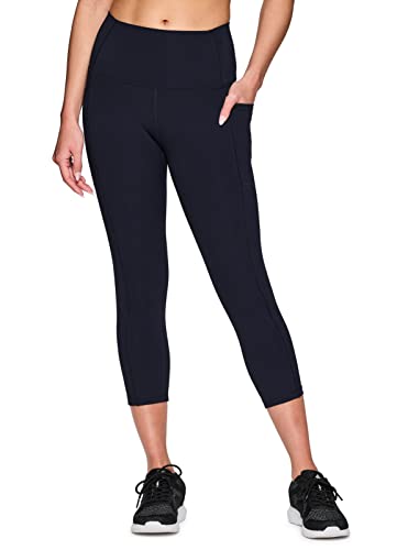 Rbx Women's Ultra Hold Squat Proof Cropped Running Yoga Legging Capri Solid Navy L #TOP9