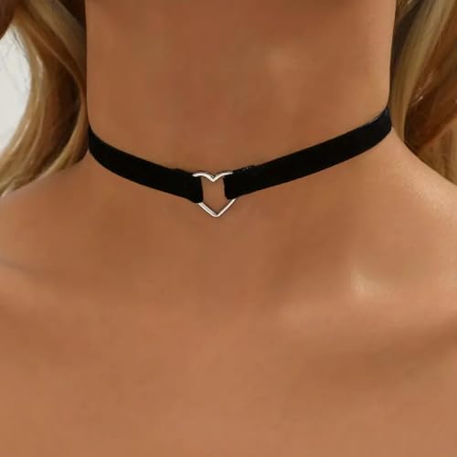 Nayyana Schwarze Chokerhalsketten für Frauen, verstellbare Chokerhalskette aus Samtleder mit Spitze, Gothic-Schmuckgeschenke, für Geburtstage-, Halloween-, Weihnachtsfeiern
