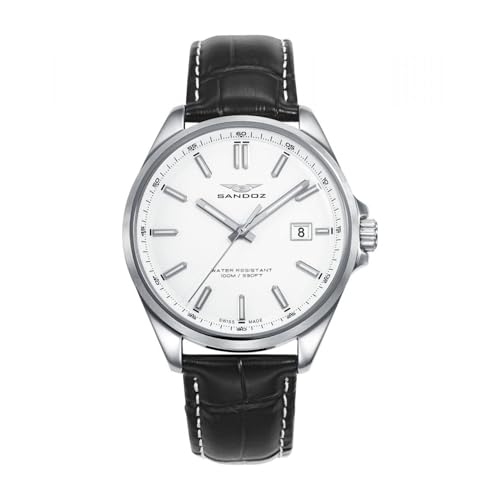Imagen de Sandoz Reloj Reloj Hombre 83005-07 Casuel Piel Negra Acero y Zafiro 83005-07 Swiss Made