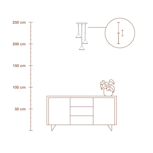Decor Fuji 3xPendant triple lámpara negra de 13W que distribuye luz cálida uniforme 4