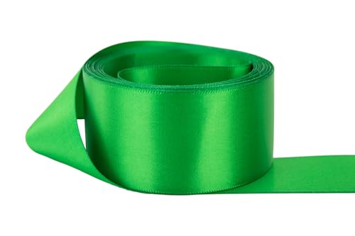 Image of Ribbon Bazaar Double Faced Satin - Premium Gloss Finish - 100% Polyester Ribbon for Gift Wrapping, Crafts, Scrapbooking, Hair Bow, Decorating & More - 1-1 /2 inch Kelly Green 5yd Spool