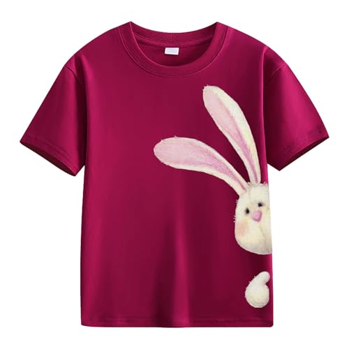 Spring and Autumn Fashionable New Short Sleeve Cute Print Comfortable Version of The Girls Printed T (Red, 12-13 Years)