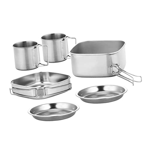 HONMEET Lightweight Portable Cooking Pot Camping Cookware Set Pot Pan Cup Plate Outdoor Cooking Supplies for Camping Hiking and Picnics