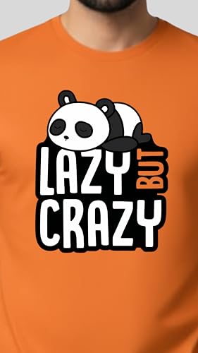 Image of Men's Cotton T-Shirt, Character-Inspired Lazy But Crazy Text T-Shirt Printed for Men and Boys, Round Neck, Half Sleeve, Regular Fit