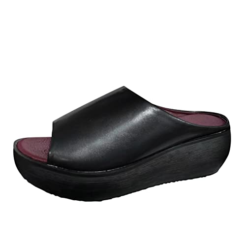 Zapatillas de ocio transpirables para mujer, a la moda, informales, al aire libre, gruesas, pantuflas para mujer, Black, 39.5 EU