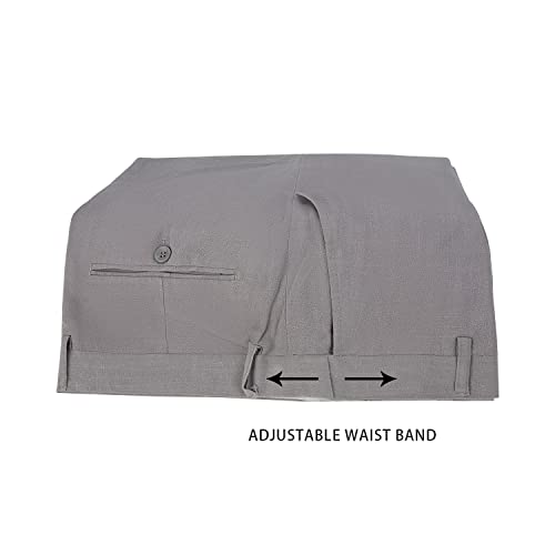 ZKHOECR Lässiger Leinenanzug für Herren, 2-teilig, schmale Passform, Hochzeitsanzüge, Abschlussball, Bräutigam, Smoking, Strandanzug, Weste, Hose, GRAU, S – Bild 6