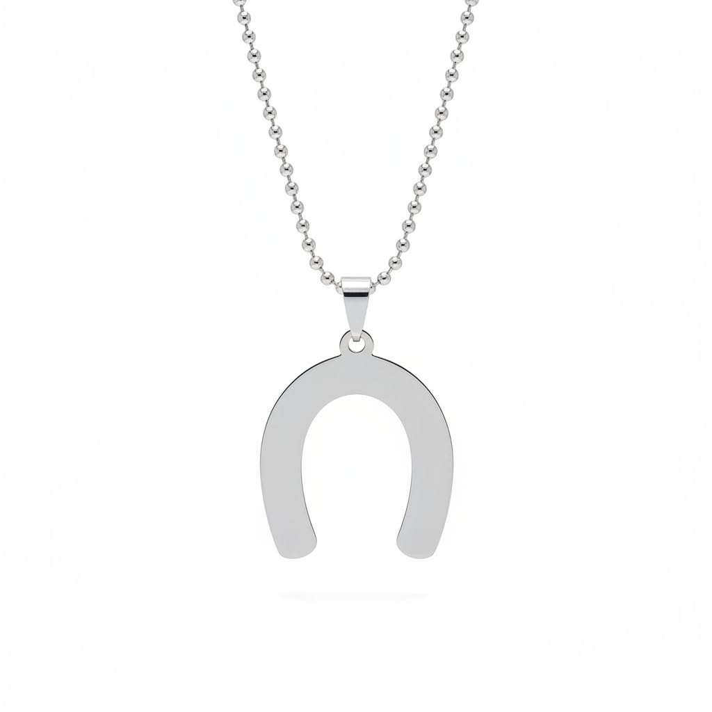 Horseshoe Pendant Necklace with 22 Inch Ball Chain, Stainless Steel Silver Tone U Shape Pendant for Men and Women – SPn2026206-image-23