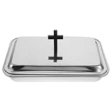 MOLUCKFU Set Vassoio per Comunione con Coperchio Portabicchieri in Acciaio Inox 304 da 40 Fori Supporto Rettangolare per Eucaristia in Chiesa Forniture Liturgiche per Servizio