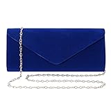 Clutch Purses Evening Bag for Women Party Prom Black-Tie Events Velvet Handbag Shoulder Cross Body Bag With Detachable Chain (Royal Blue)