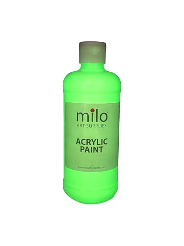 Image of milo Glow in the Dark Acrylic Paint, Clear Phosphorescent Glow, 16oz Bottle | Glows UV in Black Light, Easy Light Glow Activated, Made in the USA, Safe & Non-Toxic, Painting in the Dark, Quart