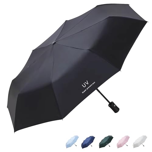 Eastrise Windproof Travel Umbrella with 8 Sturdy Ribs and Black Anti-UV Coating,Compact and Foldable,One-Touch Automatic Opening and Closing Handle,Lightweight,Strong(5 Colour) Eastrise Windproof Travel Umbrella with 8 Sturdy Ribs and Black Anti-UV Coating,Compact and Foldable,One-Touch Automatic Opening and Closing Handle,Lightweight,Strong(5 Colour)
