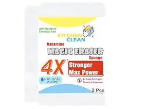 Kitchen Clean 4X Stronger Melamine Magic Eraser | Chemical Free Multipurpose Nano-tech Magic Foam | Home Kitchen Bathroom Taps Wall Glass Stains Shoes Sneakers Cleaning Sponge (Pack of 2 Pcs)