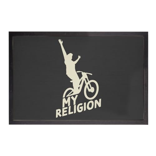 Paillasson noir de cyclisme mountain biking résistant 75x50cm