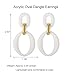 RUOFFETA Acrylic Rectangle Earrings, Fashion Acrylic Square/Oval/Hoop Statement Drop Earrings for Women(White Oval)