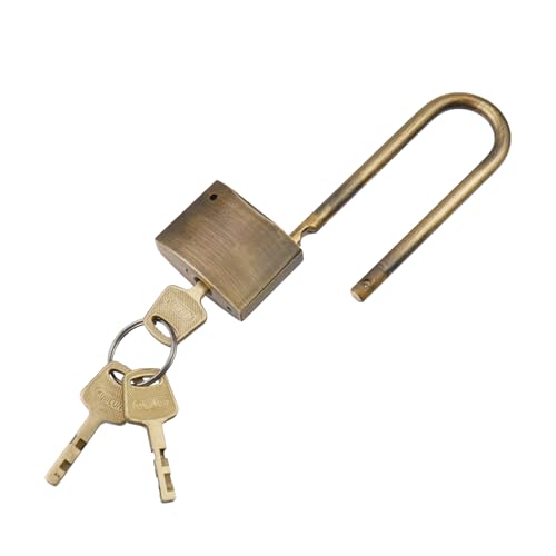 Image of Keyed Padlock,1 Pack Solid Brass Lock 3.62 Inch Weatherproof Padlock with Keys for Shed, Gate, School Gym Locker, Fence, Hasp Storage,Bronze