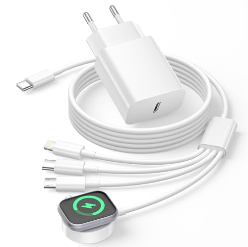 4 i 1 Apple Watch-laddningskabel, 20W USB C-laddare med iWatch-laddningskabel USB C för iPhone 16/15/14/13, iWatch-kabel för Apple Watch 9/8/7/6/5/Ultra
