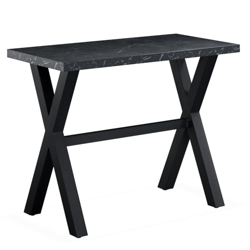 DUBI Möbel Bartisch Stehtisch LOTTE 120x60cm Industrial Design | Hochtisch Marmor Schwarz & Metall | Stabiler Küchentisch mit modernem X-Gestell | Edler Bistrotisch | Ideal für Gastronomie & Zuhause
