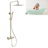 ORIDLECTAL Duschsäule mit Thermostat, Duschsystem Regendusche, Regendusche. Komplett-Set mit Armatur, 10 Zoll großem Duschkopf, Handbrause für Wanne und Dusche A