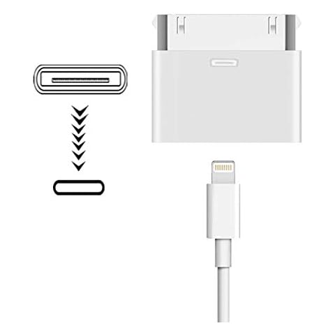 Sharllen MFi Certified 30-Pin Male to 8-Pin Female Adapter Lightning to 30 Pin Docking Stations Connector Charger & Sync Converter Compatible iPhone 4 4S,iPad 2 3,iPod Touch White (No Audio) Cover