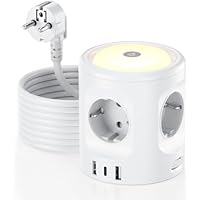 Torre Regleta Enchufes 16A con Luces LED Nocturnas 3 Modos de