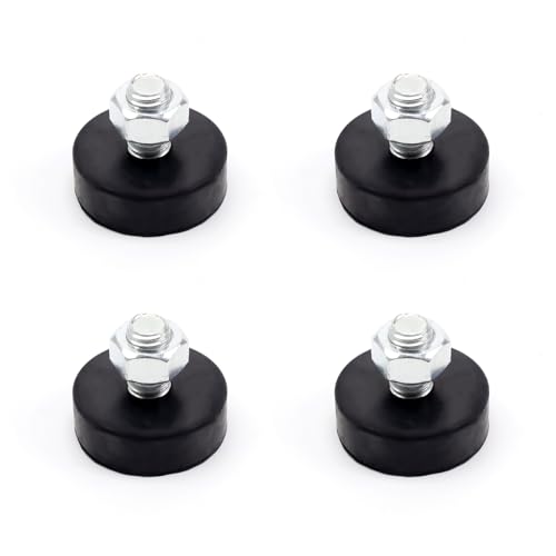 PARFCO 4 Pièces Pied Caoutchouc, M12 X 42 mm Pieds Réglables de Meubles, Noir Pieds en Caoutchoucs à Visser, Vissable Base en Caoutchouc Pieds de Planche,...