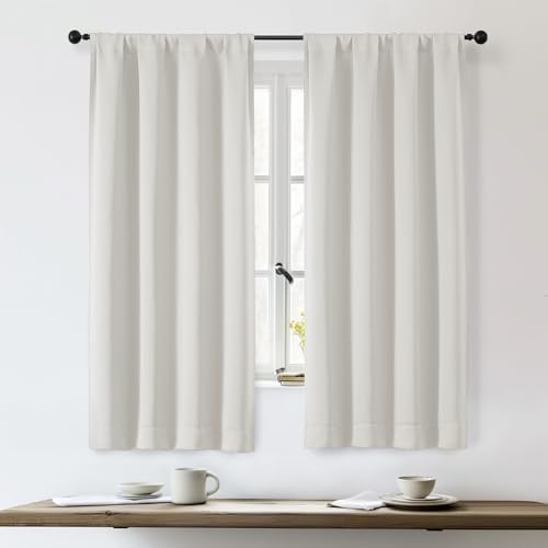 OWENIE Sally Blackout Curtains for Bedroom 63 Inch Length 2 Panels Set, Solid Thermal Insulated Room...