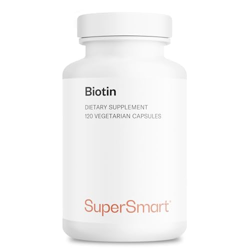 Supersmart - Biotin 10,000 mcg Per Day - Vitamin B7 Supplement - Nail & Hair Straightener - Skin Care - May be a Natural Acne Treatment | Non-GMO & Gluten Free - 120 Vegetarian Capsules