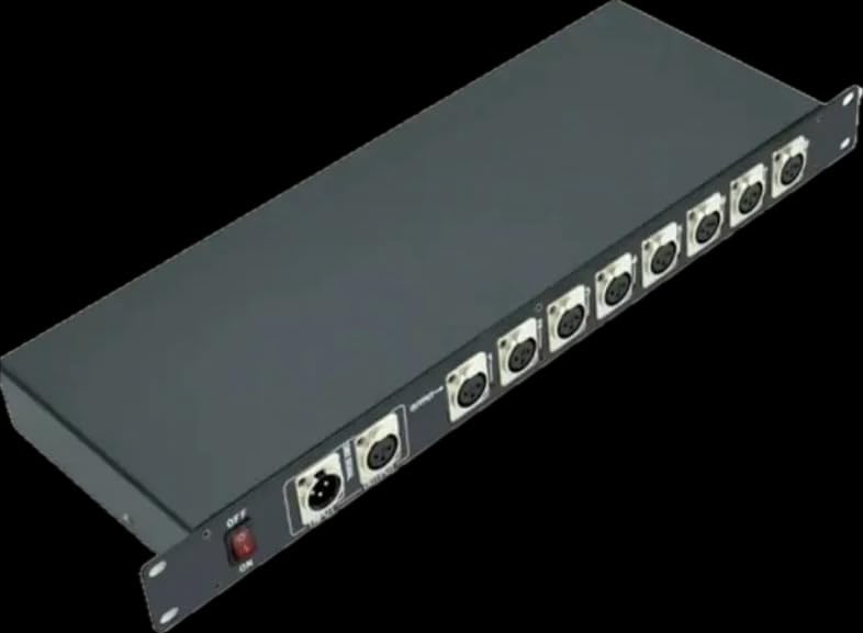 Professional Lightning DMX Spliter, 8-Channel XLR Input, Rack Mount Interface with Power Switch-image-37
