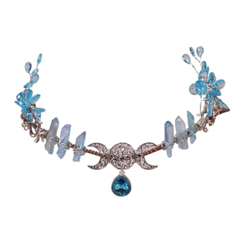 XITEA ハンドメイド クリスタル ヘッドバンド 女の子 魔女 ヘッドウェア クリスタル ムーン チャーム 仮面舞踏会 ハロウィン 魔女 パーティー