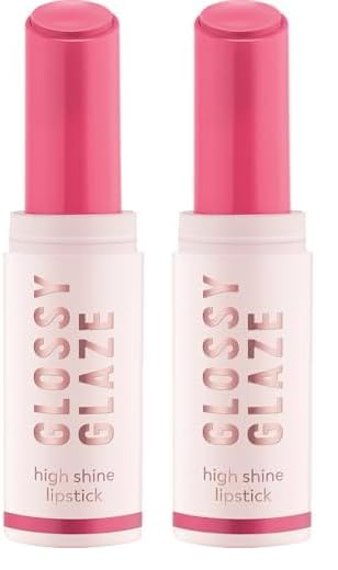 essence GLOSSY GLAZE high shine lipstick, Nr. 03, Pink, hochpigmentiert, glänzend, farbintensiv, vegan, ölfrei, ohne Parabene, ohne Mikroplastikpartikel, 2er Pack (1.9g)