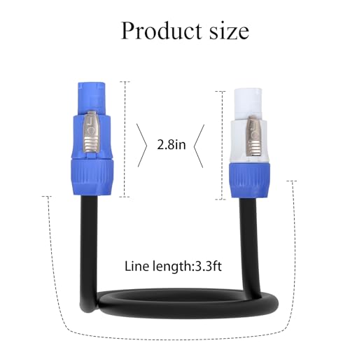 Image of 3 Pin PowerCon Power Cable AC PowerCon Input to Output 12AWG Power Extension Cable Fits for Stage Light,LED Screen Beam Moving Head Light, Audio Video Equipment and More (1M /3FT)