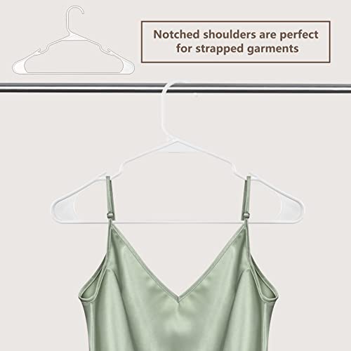 Mecto Hangers 20 Pack, White Notched Coat Hanger Space Saving Plastic Hangers Tubular Heavy Duty Clothes Hangers For Everyday Standard Use On Suits Coats Pants Dress Shirts (White, 20 Pack) #TOP2