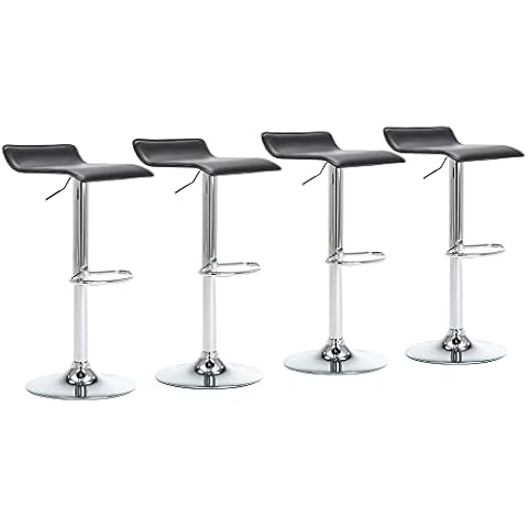 NOBPEINT Contemporary Chrome Air Lift Adjustable Swivel Barstool, Set of 4(Black) Cover