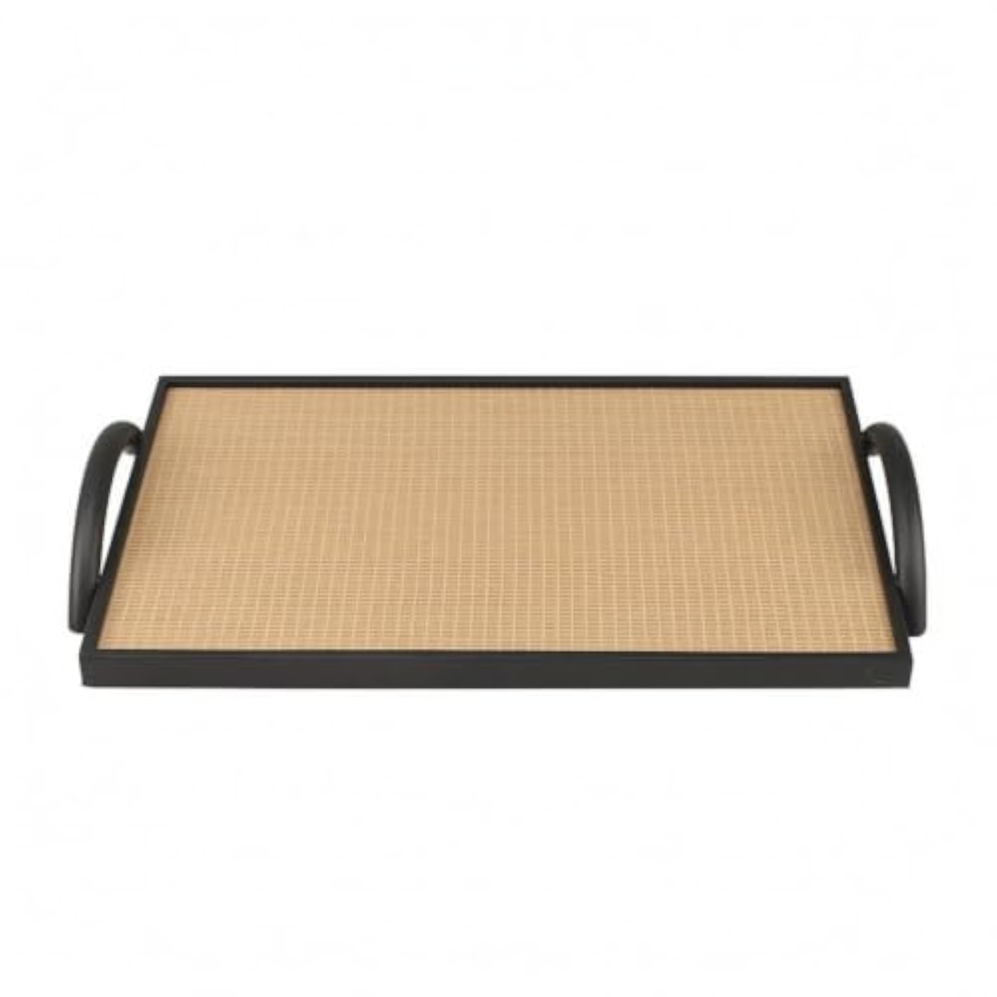 Glossy Decorative Metal Tray with Handles, Modern Glam for Coffee Table