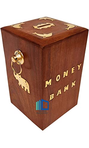 HEEBA GALLERY Wooden Money Bank - Big Size Master Size Large Piggy Bank Wooden 6 X 5 Inch For Kids And Adults (Brown) || Mb(6X5), Traditional (B0C3ZXBJ1W) Amazon Price History, Amazon Price Tracker