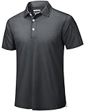 TACVASEN Polo Shirts for Men Short Sleeve Quick Dry Summer Gym Workout Polo T Shirts Casual with Button Dark Grey,L
