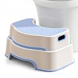 Toilettenhocker Erwachsene, Rutschfester Badezimmer-Kindertoilettenhocker, Einfach zu Reinigen Tritthocker Kinder, Hocker Toilette für Kleinkinder, Senioren und Personen (Blau)