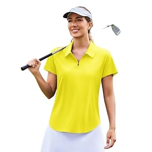 PINSPARK Womens Golf Shirt Zip Up Polo UPF 50+ Sun Protection Collared Shirts Quick Dry Short Sleeve Tennis Athletic Top