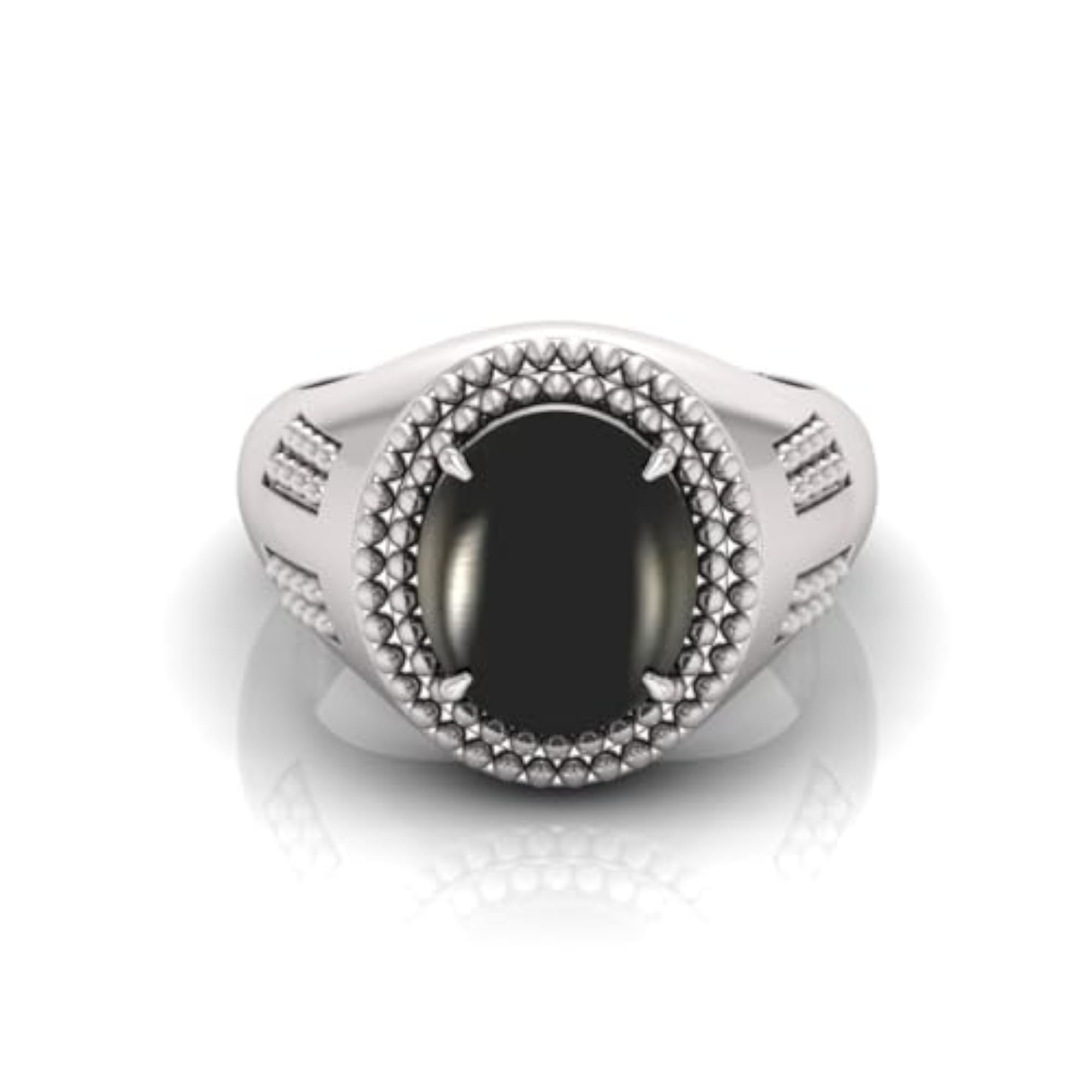 10.25 Ratti Black Hakik Agate Stone Adjustable Ring