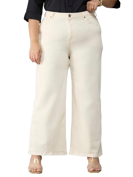 Image of Style Quotient Women Plus Size Black Wide Leg High Rise Stretchable Jeans
