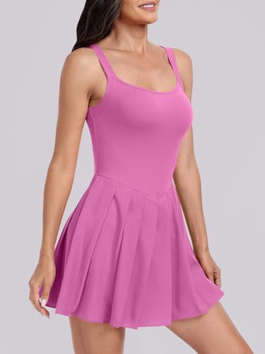 Image of ANRABESS Women's Tennis Athletic Pleated Summer Mini Dress 2026 Golf Workout Build in Shorts Casual Romper Short Sundress