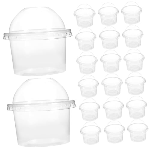 AUTSUPPL 100個 使い捨てプラスチックデザートカップ 蓋付きプリン容器 パーティー用アイスクリームボウル ケーキ ゼリー対応透明カップ