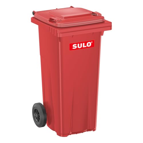 SULO Papelera gran contenedor de basura de 120 l de plástico rojo