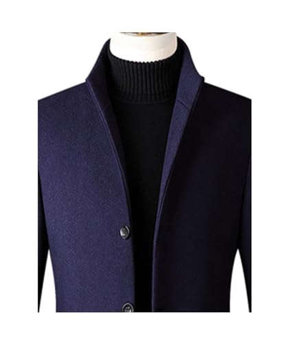 Image of SOMTHRON Men's Trench Coat Wool Blend Slim Fit Top Coat Single Breasted Business Overcoat