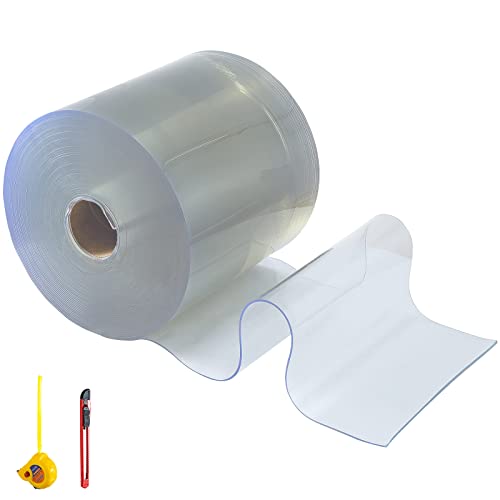 Mophorn Rideaux en PVC 300 mm x 3 mm x 25 m Rouleau Transparent pour Usines Centres Commerciaux Supermarchés Cover