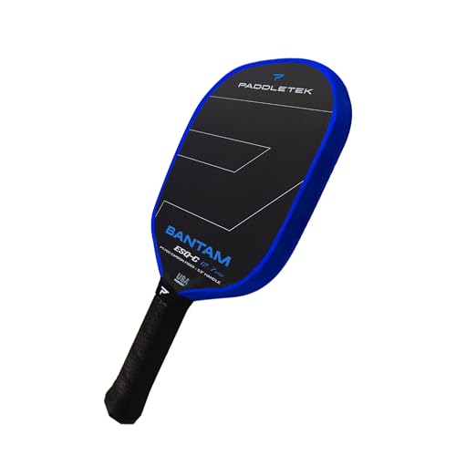 Paddletek Bantam ESQ-C 12.7mm Pickleball Paddle with Polymer Honeycomb Core - Unidirectional RAW Carbon Fiber Pickleball Paddle – Torsional Weighting & Performance Grip - USAPA Approved - 5.5" Handle