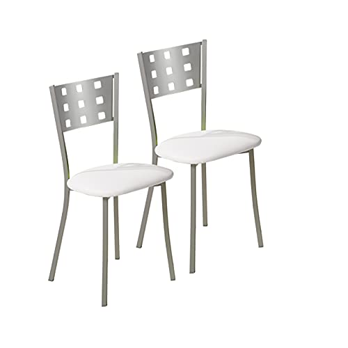 Sillas Cocina ASTIMESA SCMCBL Dos sillas de Cocina, Metal, Blanco, Altura de Asiento 45 cms