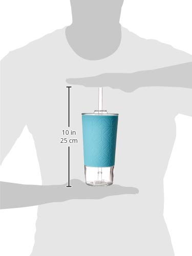 Ello Tidal Glass Tumbler With Straw, 20 Oz, Blue Sky Texture #TOP5